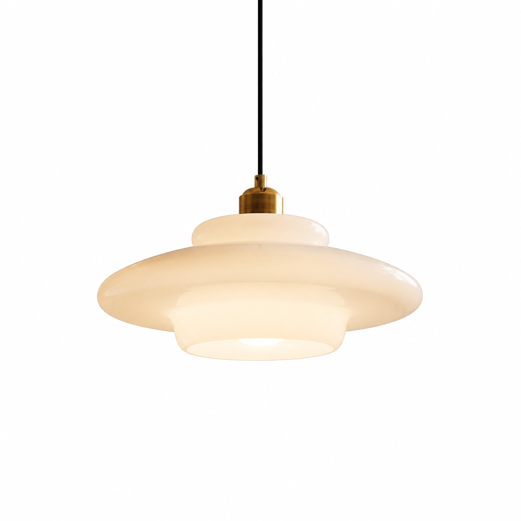 Pendant Lamp Mid-Century Milk-White Glass Adjustable Cord