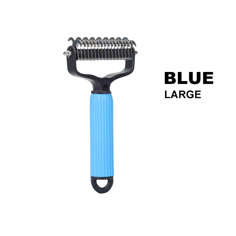 Pet Dematting Brush Double-Sided Safety Blades Non-Slip Handle