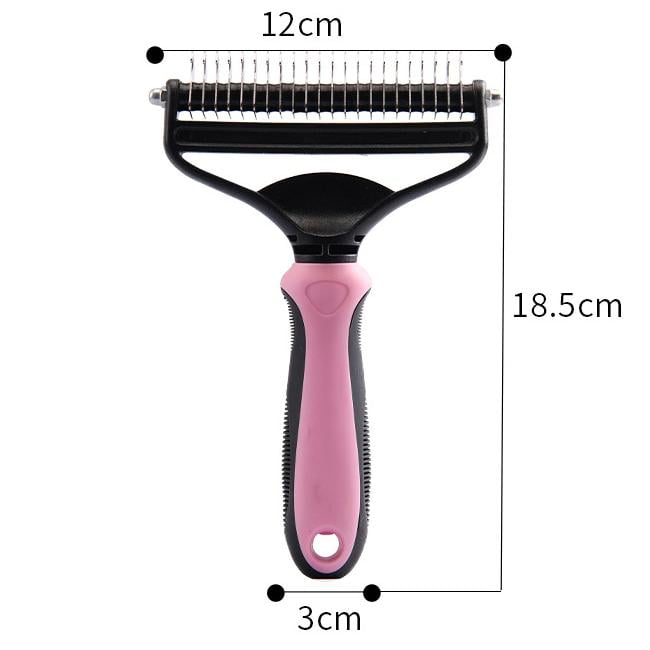 Pet Dematting Brush Double-Sided Steel Pins & Non-Slip Handle