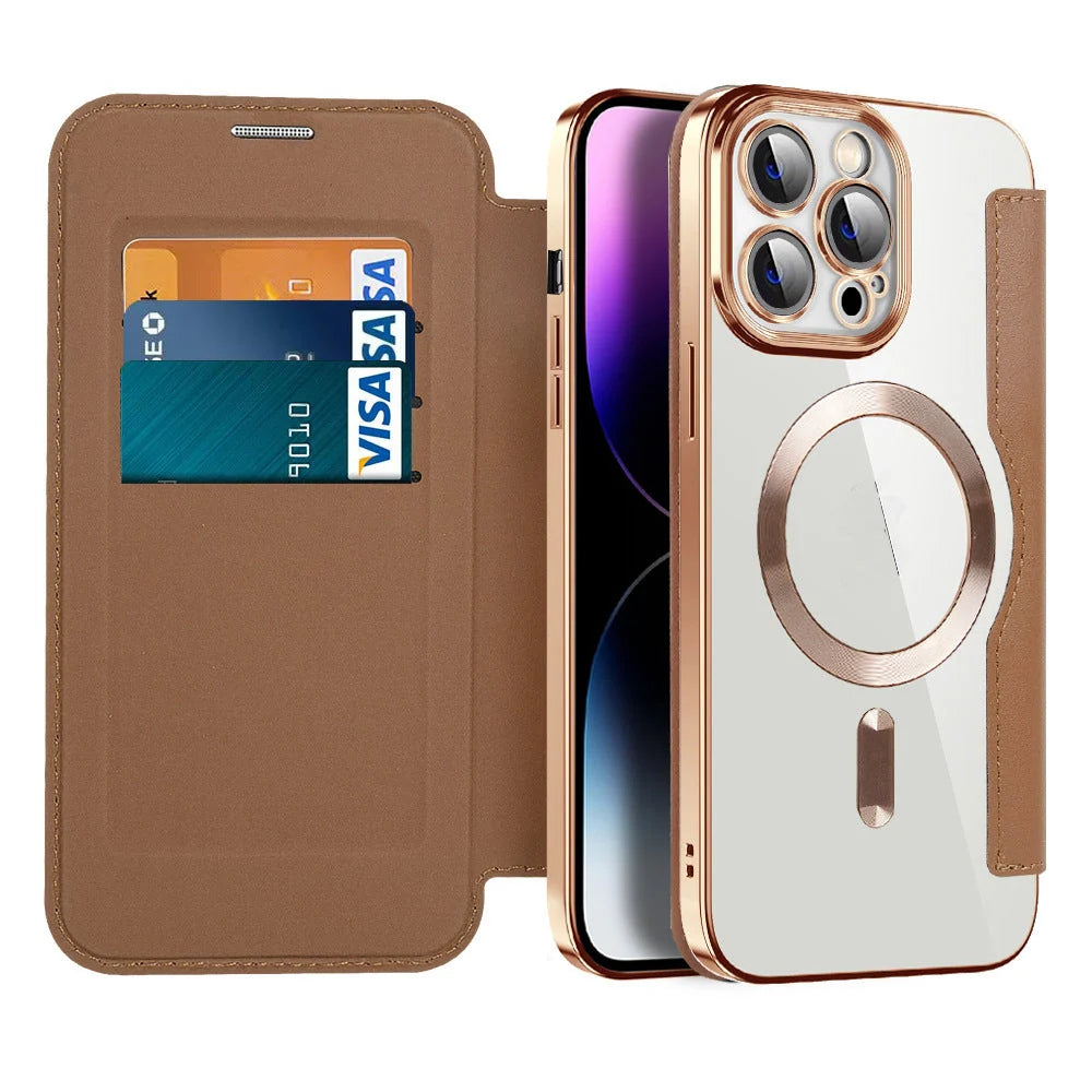Phone Wallet Case RFID-Blocking Shockproof Built-In Stand