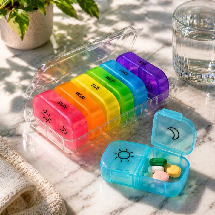 Pill Organizer 7-Day Dual-Compartment BPA-Free