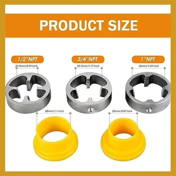 Pipe Thread Cutter Set 3 Sizes Internal & External