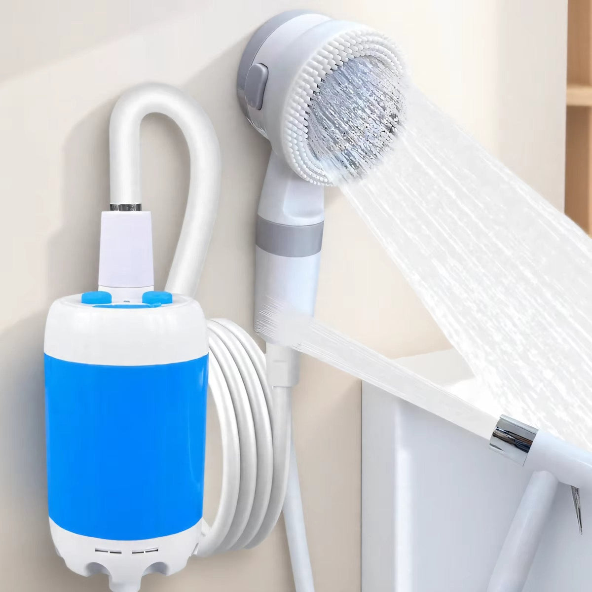 Portable Outdoor Shower USB-Rechargeable Adjustable Spray & Shut-Off Valve