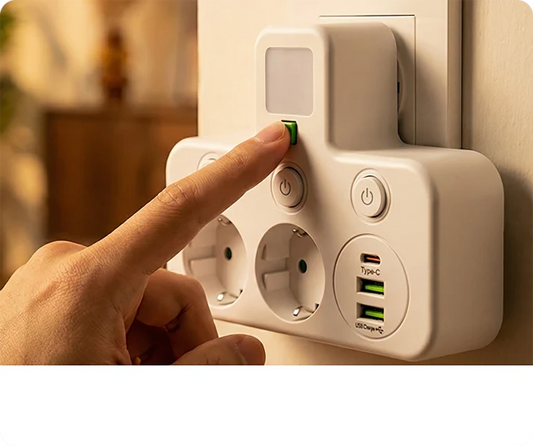 Power Strip Schuko Sockets USB-A & USB-C Surge Protection