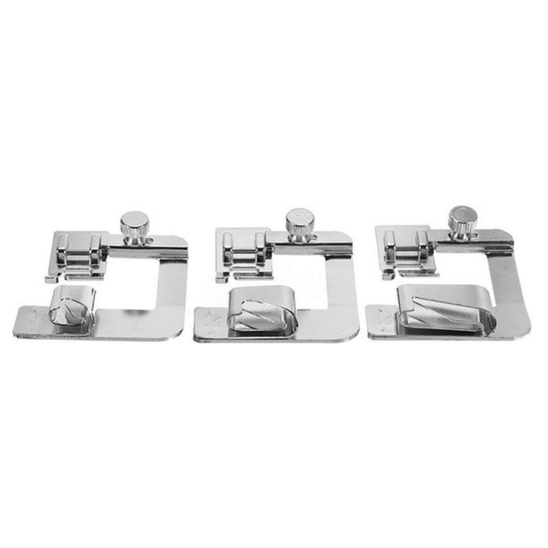 Presser Foot Set 3-Piece Hemming Stainless Steel Snap-On Compatible