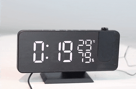 Projection Alarm Clock LED Mirror Display & Rotatable Projector