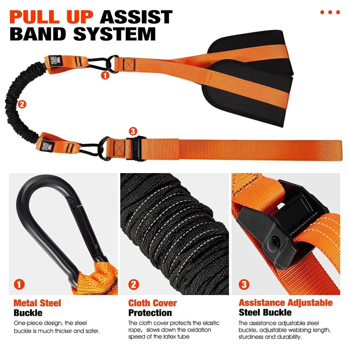 Pull-Up Assistance Band Dual Foot Support Reinforced Hooks