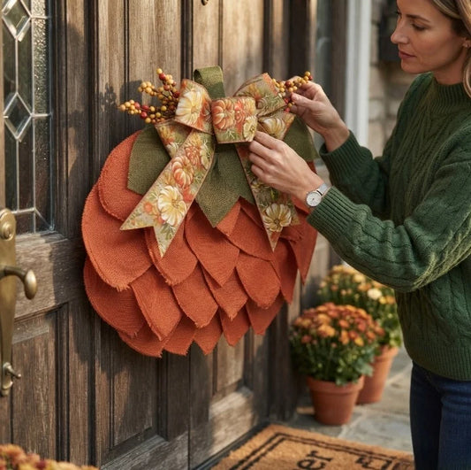 Pumpkin Wreath Handmade Weatherproof Indoor & Outdoor 40cm