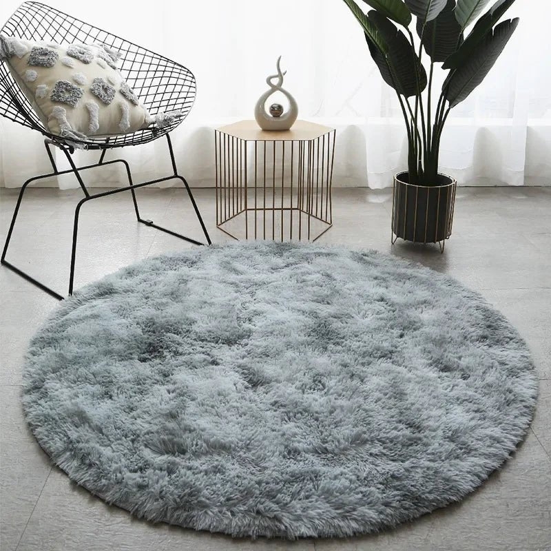 Round Area Rug Plush High-Pile Soft Underfoot