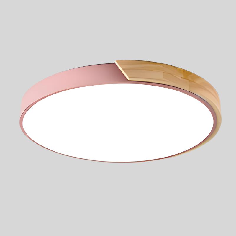 Round Ceiling Light Warm White Integrated LED Wood Accent