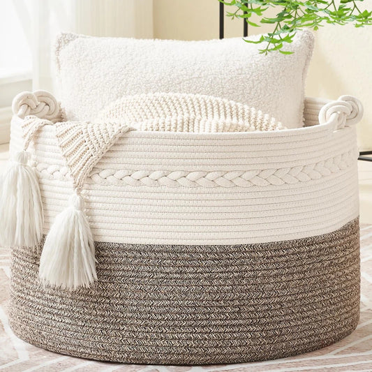 Round Storage Basket Cotton Rope Extra-Large