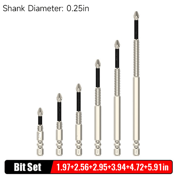 Screwdriver Bit Set Magnetic Tips & Non-Slip Teeth