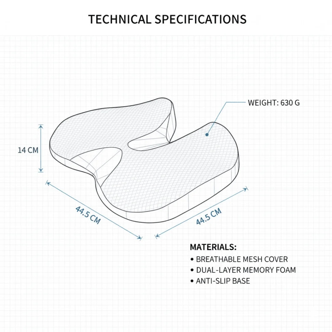 Seat Cushion Memory Foam Non-Slip Washable Cover