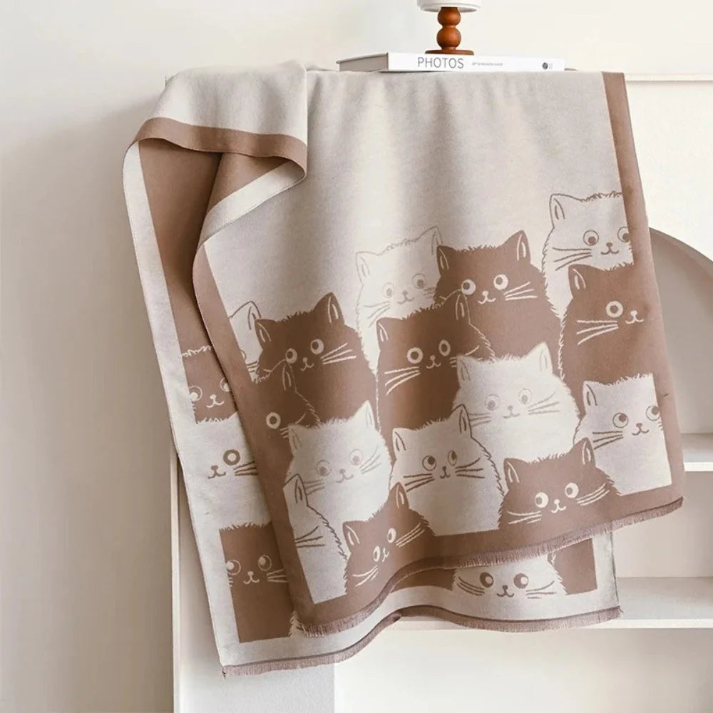 Shawl Cat Jacquard Microfiber Blend