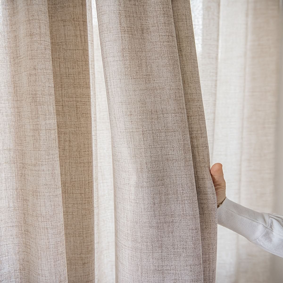 Sheer Curtains Linen-Look Light-Filtering Machine-Washable