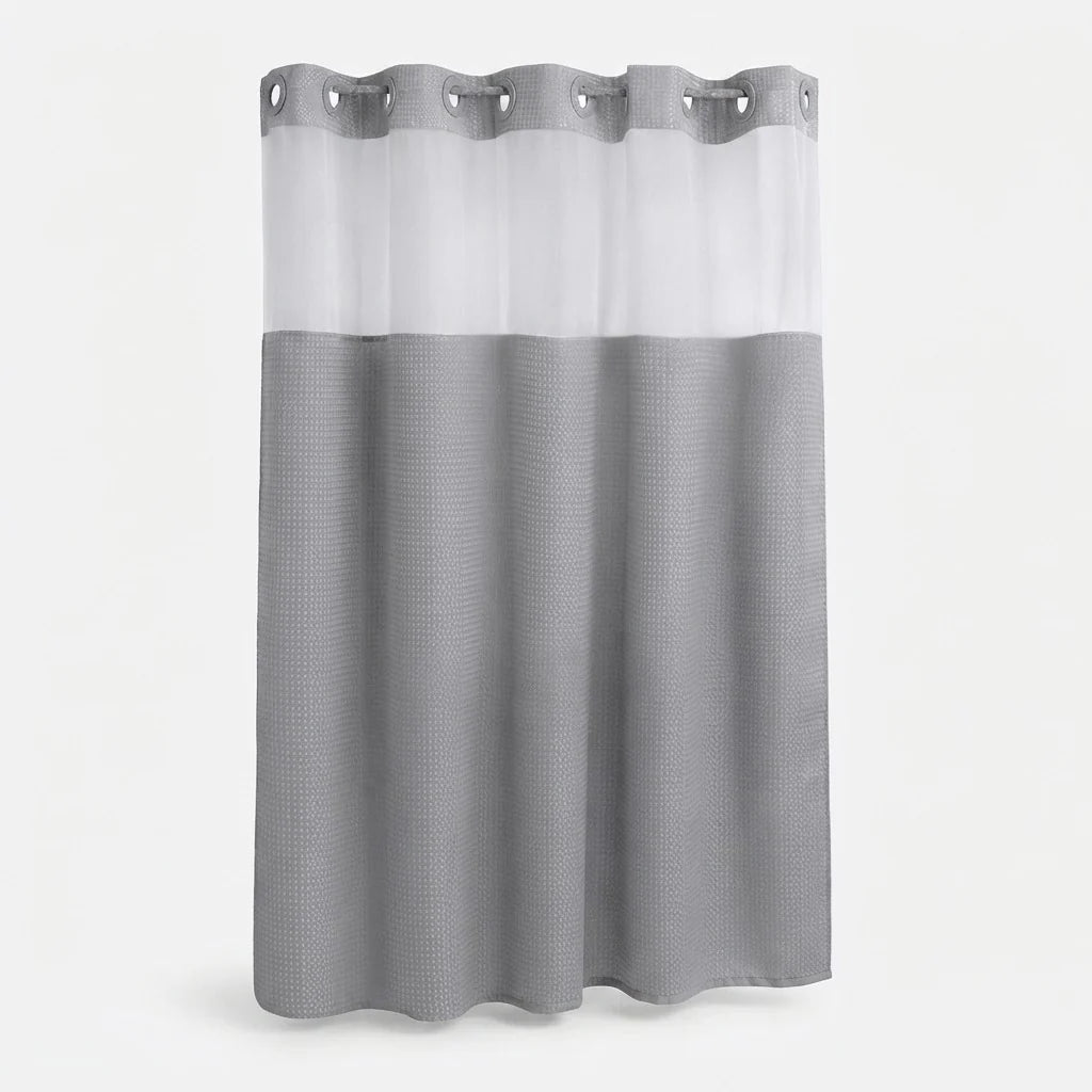 Shower Curtain Hookless Waffle Double-Layer Waterproof