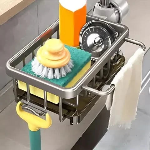 Sink Caddy Aluminum Fast-Draining No-Drill Installation