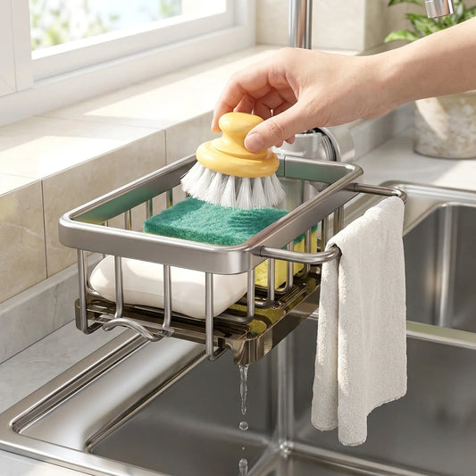 Sink Caddy Aluminum Fast-Draining No-Drill Installation