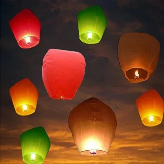Sky Lanterns Multicolor Floating Set of 10