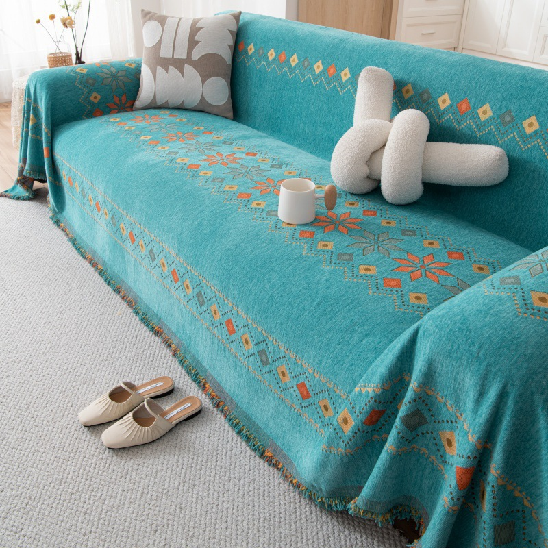 Sofa Cover Chenille Reversible Geometric Pattern Machine Washable