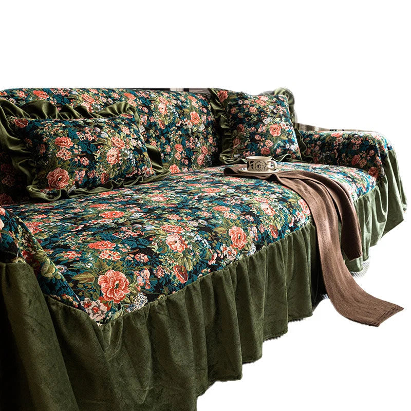 Sofa Cover Full Coverage Floral Machine Washable