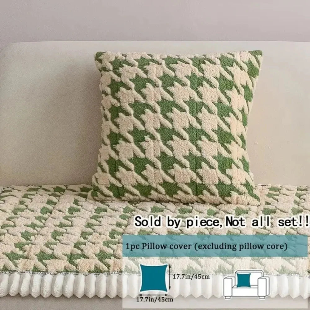 Sofa Cover Houndstooth Microfiber Non-Slip Backing