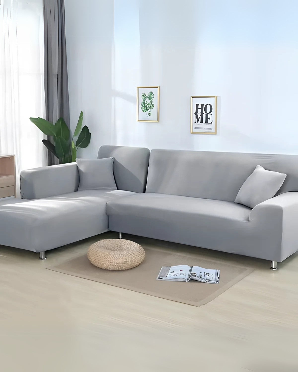Sofa Cover Modular Stretch Milk-Silk Fits 92–118 In