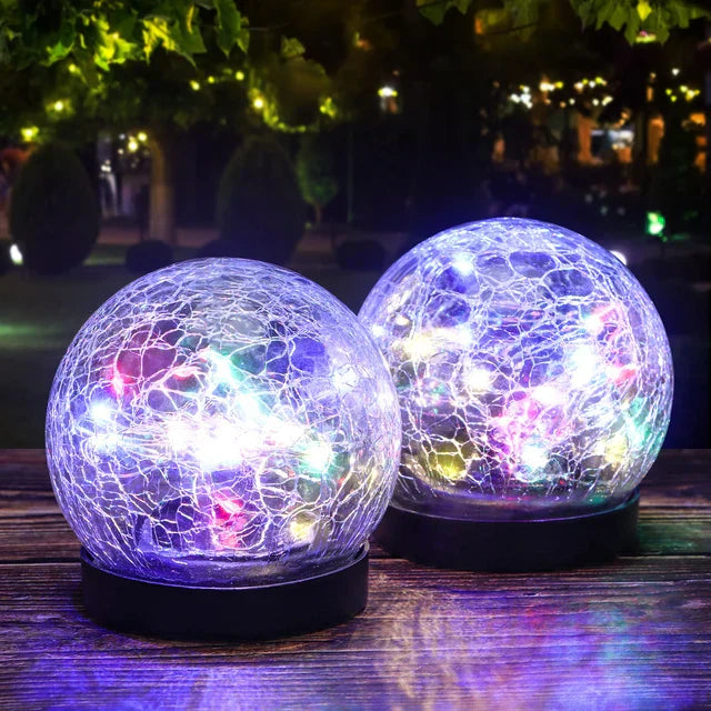 Solar Garden Light Color-Changing Glass Globe 2-Pack