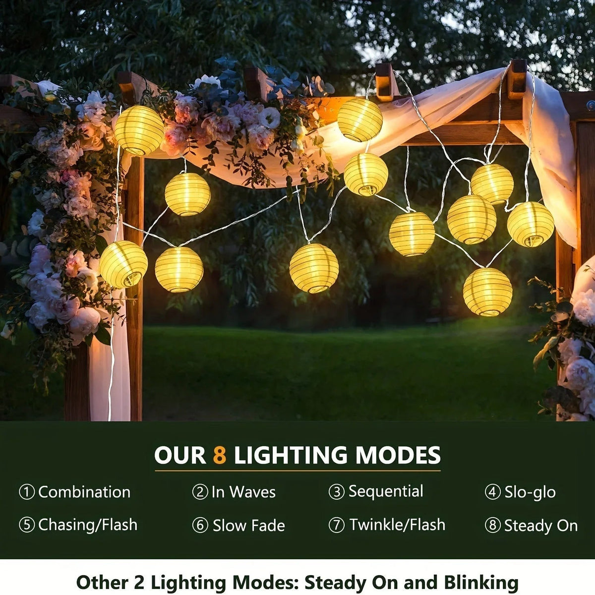 Solar Lantern String Lights IP65 Waterproof 8 Modes