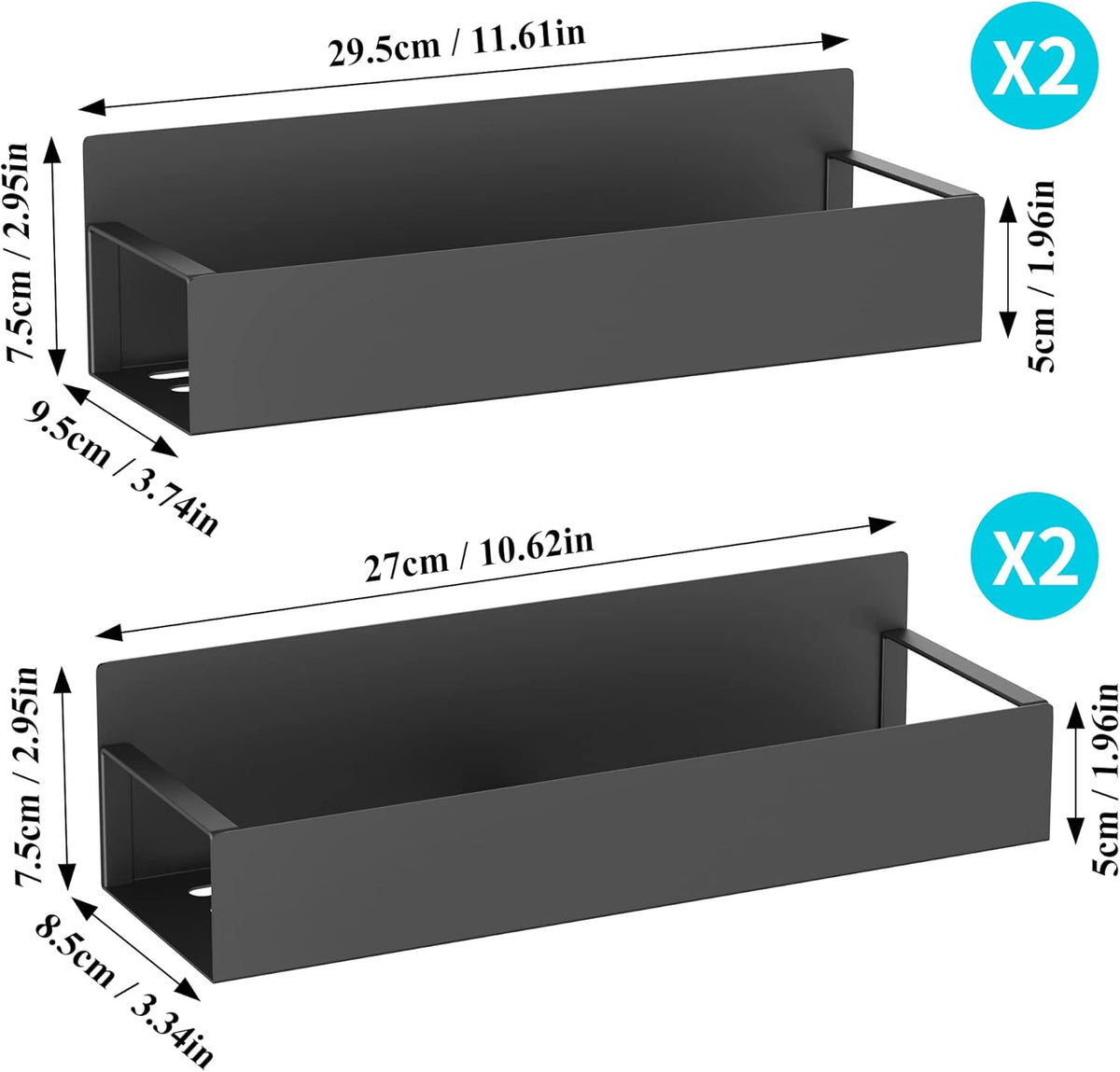 Spice Rack Set Magnetic Powder-Coated Metal Set of 4