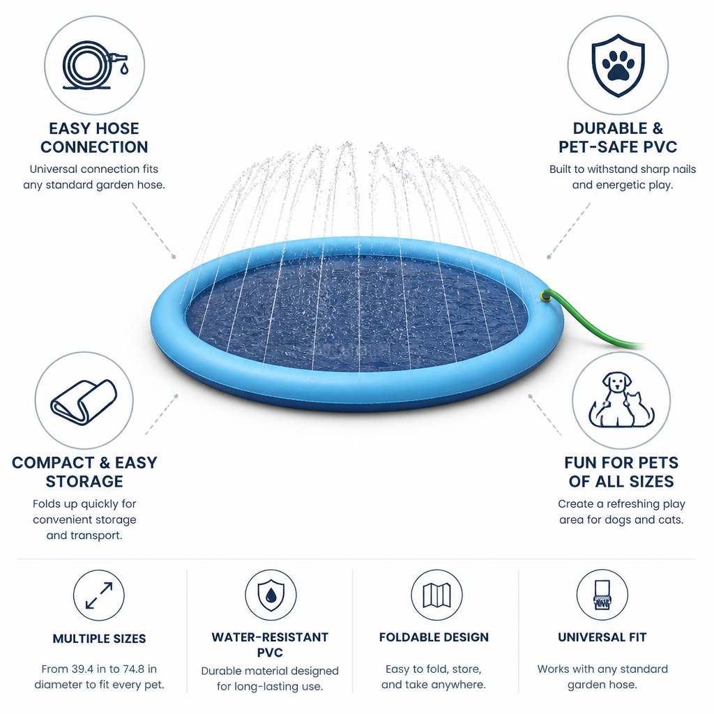Splash Pool Foldable Hose-Connected Pet-Safe PVC