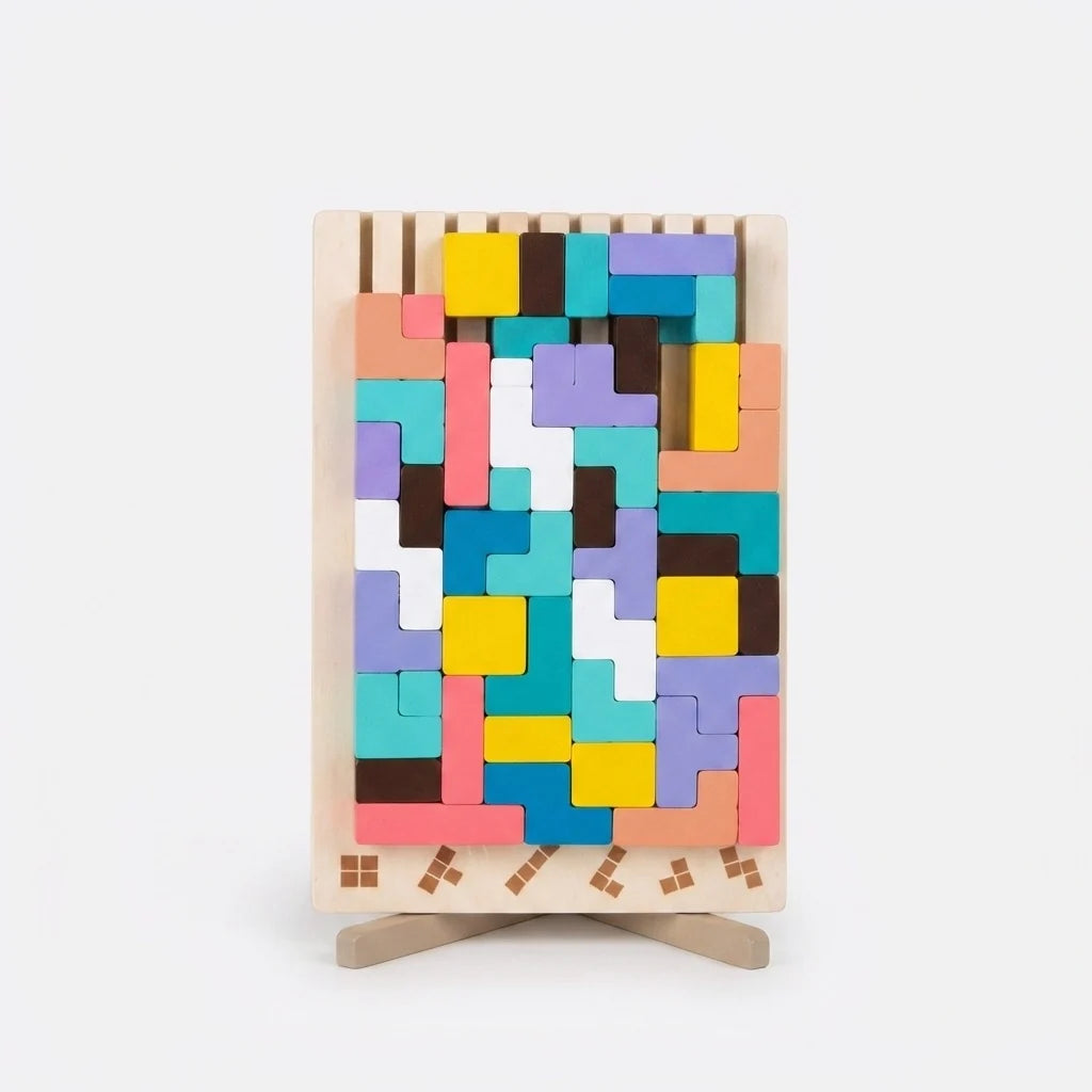 Stacking Blocks Wooden Multicolor Fine Motor