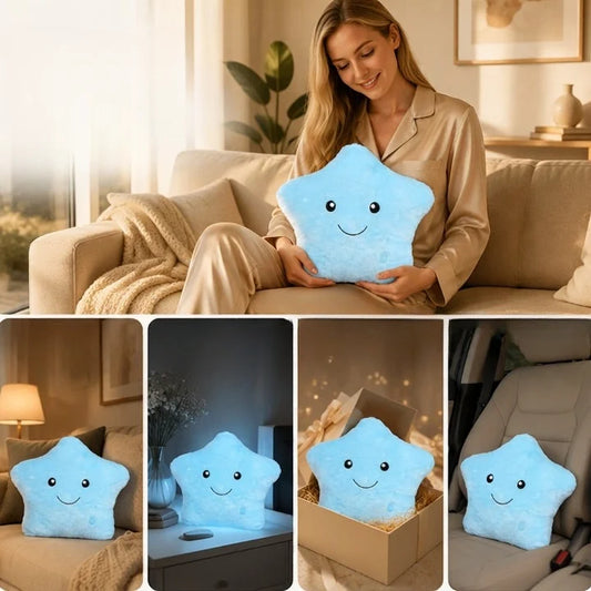 Star Pillow Plush LED Color-Changing Battery-Operated