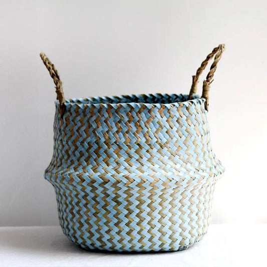 Storage Basket Handwoven Natural Wicker Foldable
