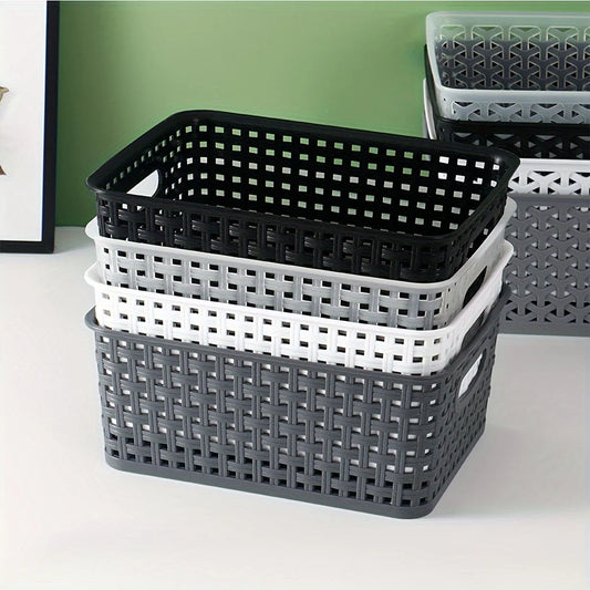 Storage Basket Stackable Fitted Lid Ventilated Weave