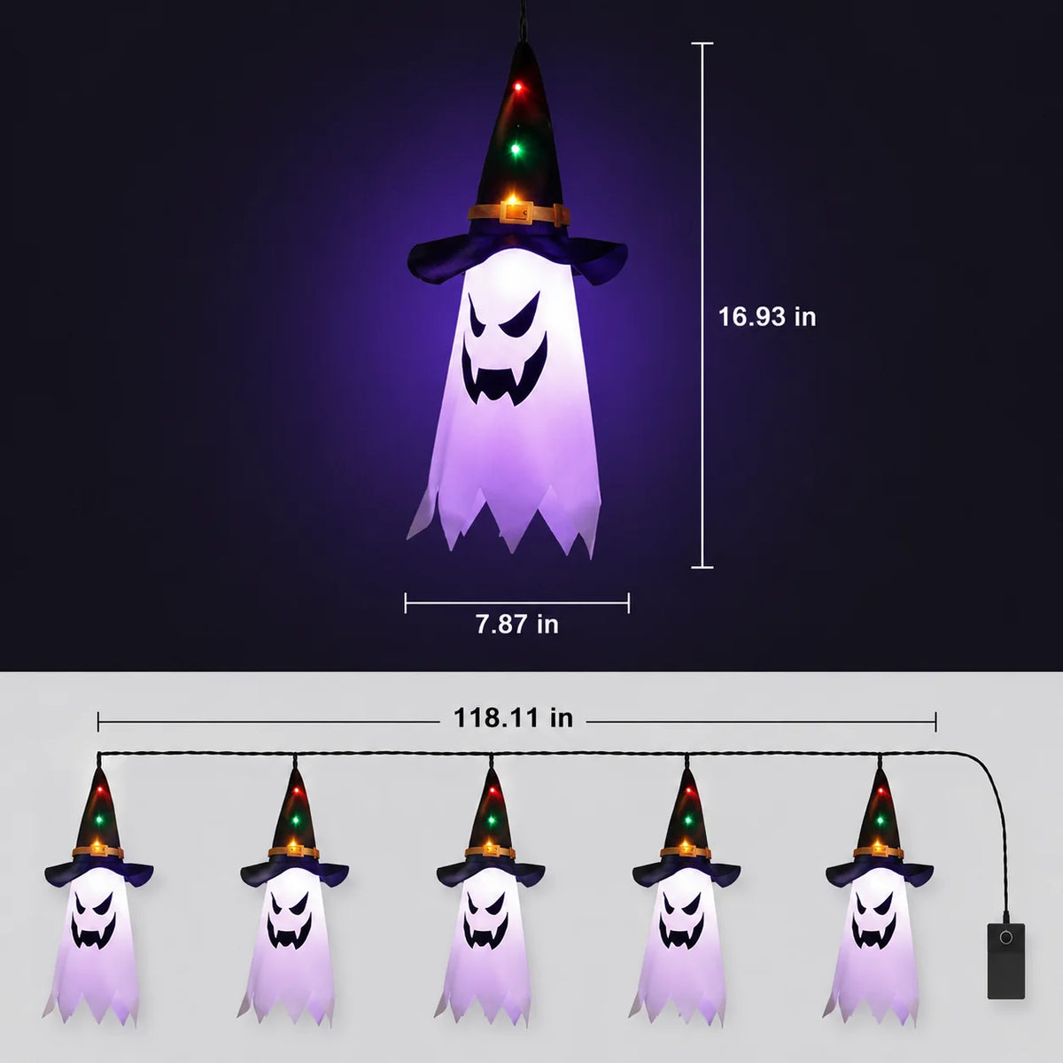 String Lights Ghost Lanterns Battery Operated Warm LED