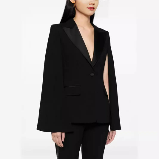 Suit Set Cape Sleeves Flared Trousers