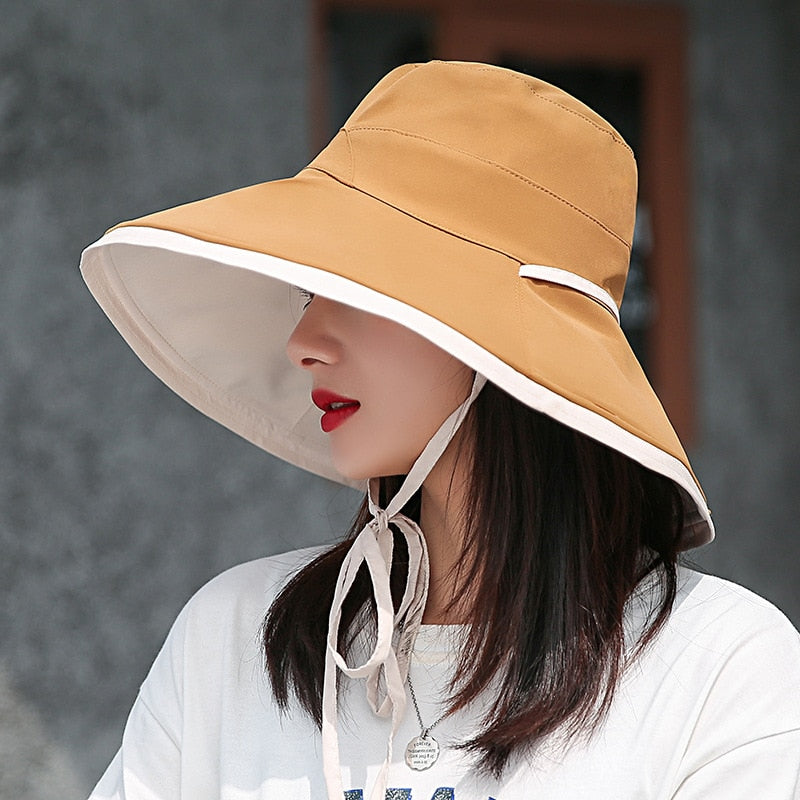 Sun Hat Wide Brim UV Protection Tie Straps