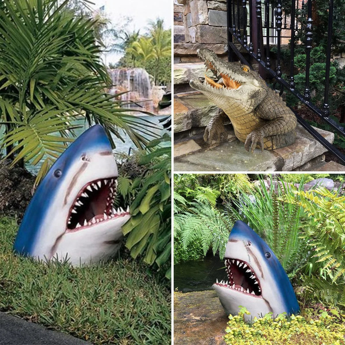 Swamp Gator Statue for Garden Ornamentation