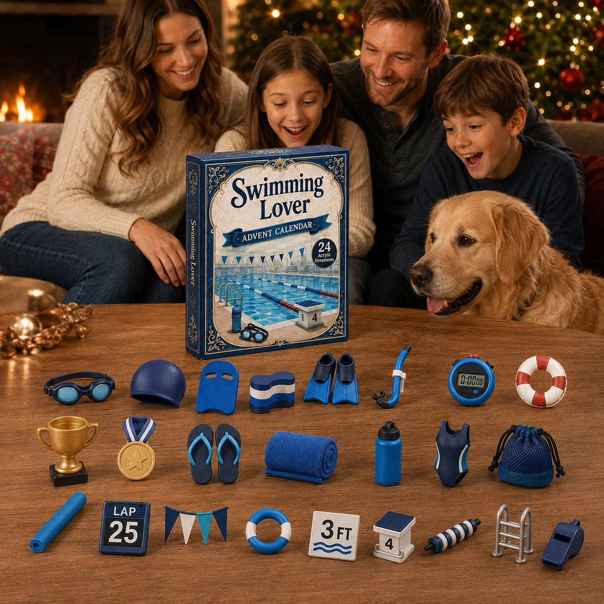 Swimming Advent Calendar 24 Acrylic Ornaments