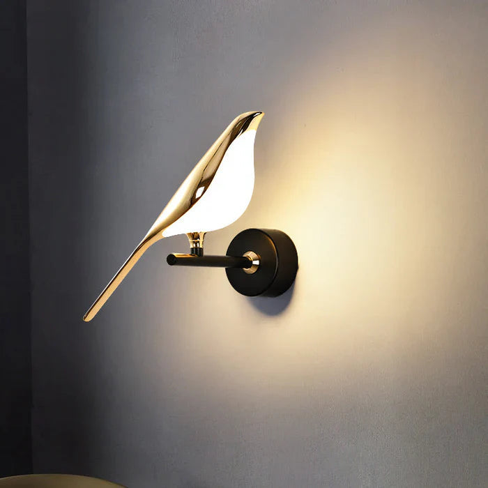 Table Lamp Golden Bird Sculpture Integrated LED