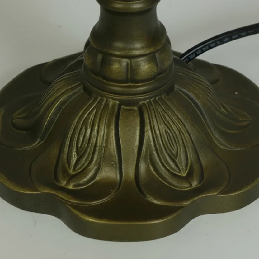Table Lamp Stained Glass Shade Warm Ambient Lighting