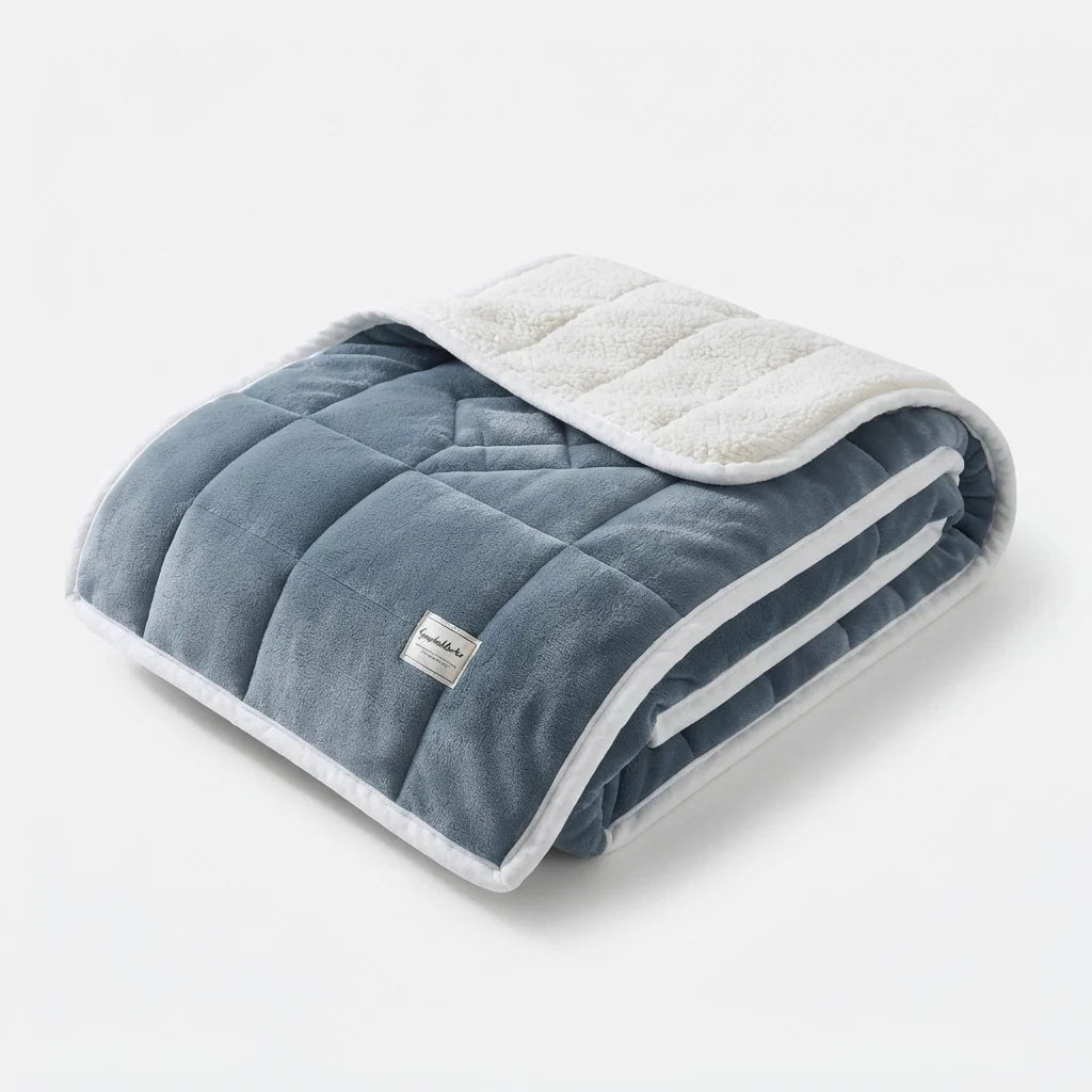 Throw Blanket Lambswool-Backed Plush Fleece Machine Washable