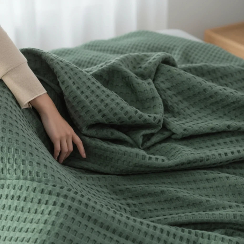 Throw Blanket Lightweight Waffle Weave Machine Washable