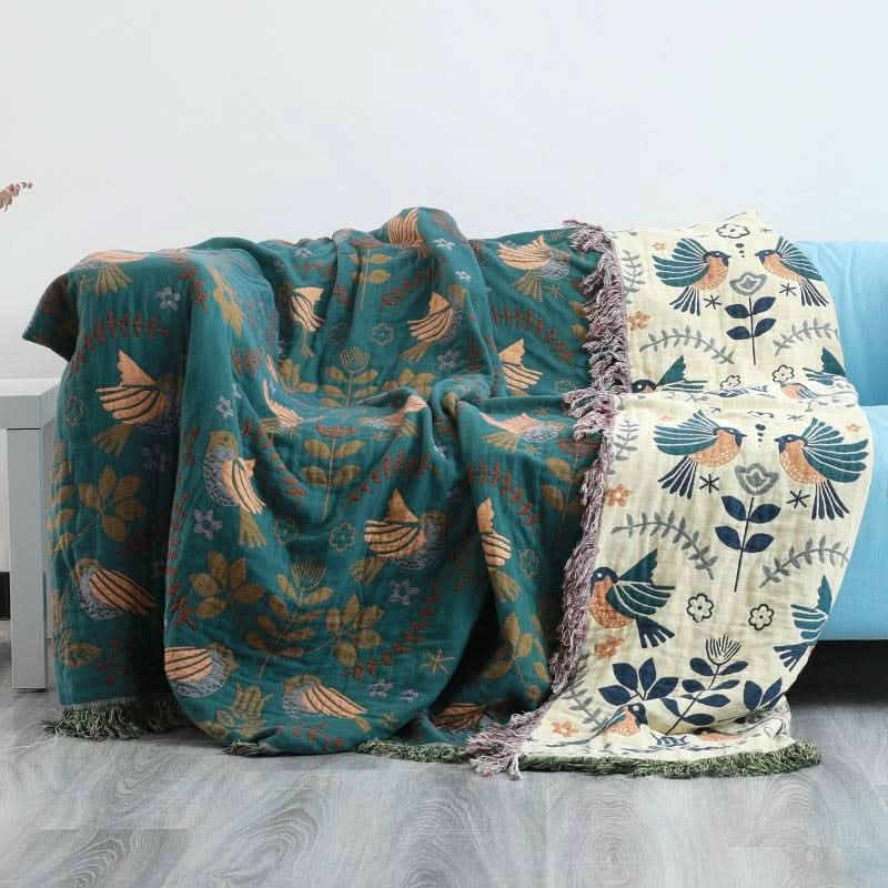 Throw Blanket Reversible Pure Cotton Four-Layer