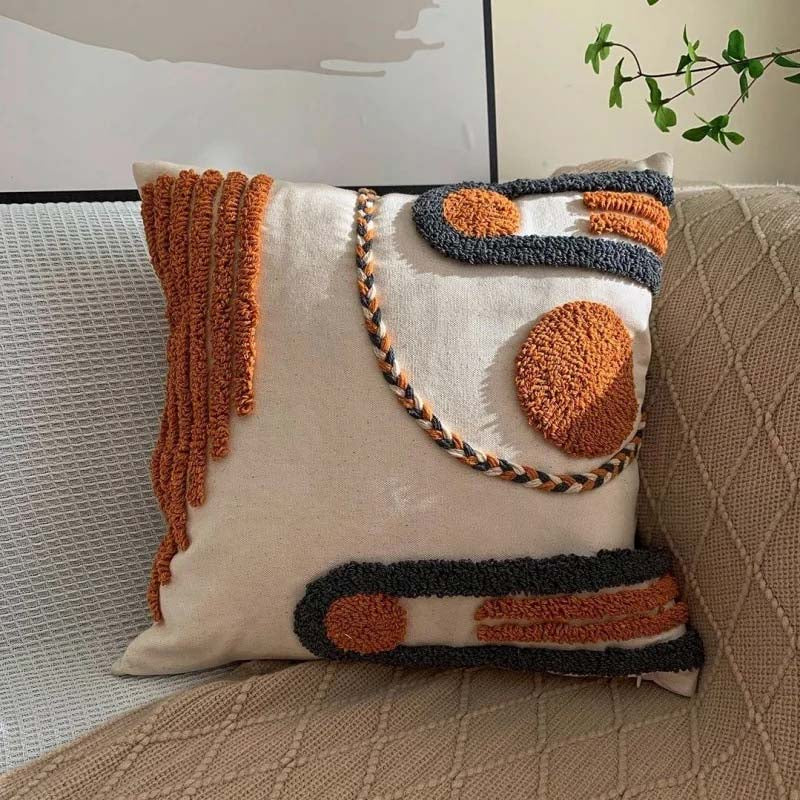 Throw Pillow Handwoven Tufted 17.7 x 17.7 Inches