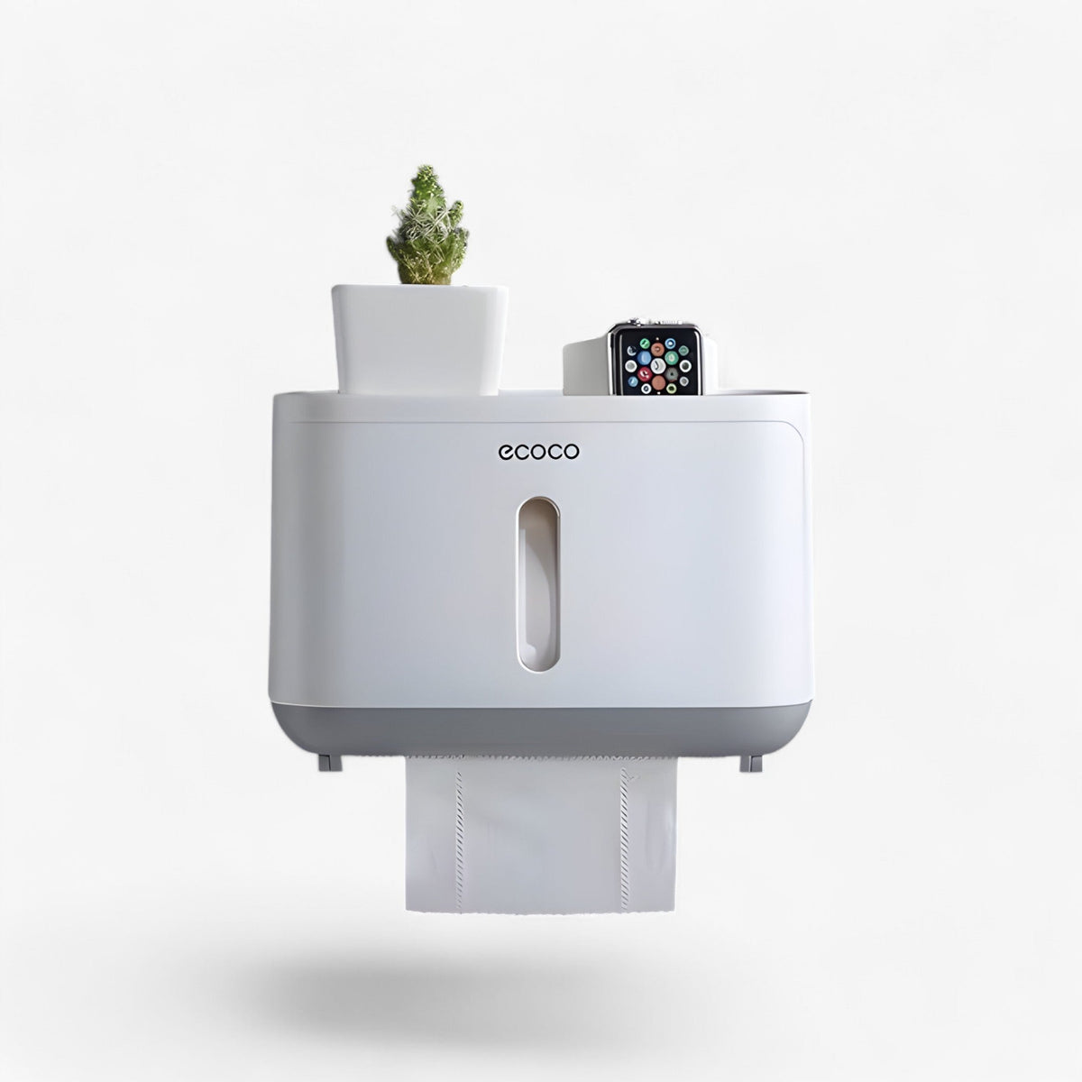 Toilet Paper Holder Wall-Mount Waterproof Cover & Top Shelf