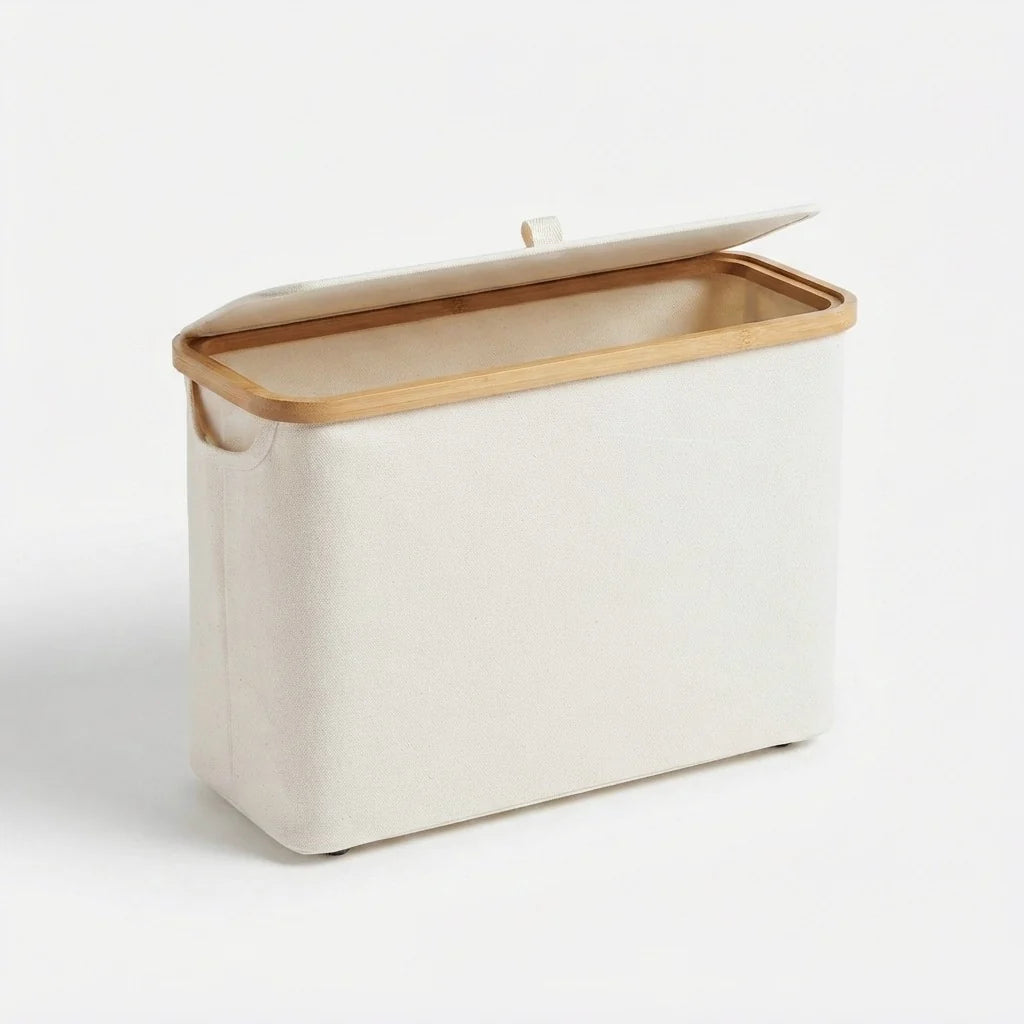 Toilet Paper Storage Box Bamboo-Look Lid Dust & Moisture Resistant