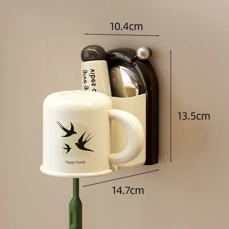 Toothbrush Holder No-Drill Suction Inverted Drip-Free Cup