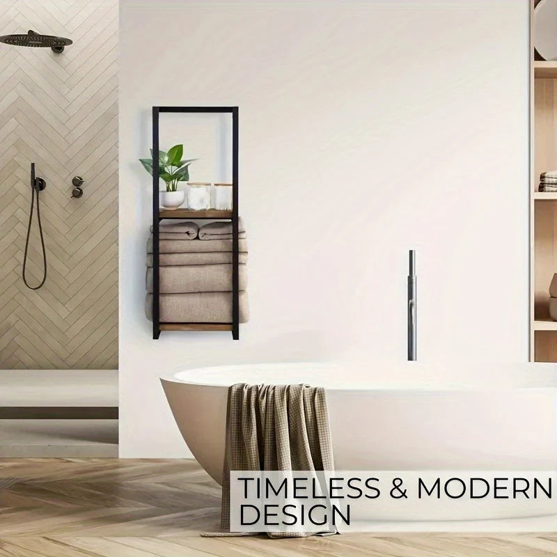 Towel Holder Wall Mount Stacked Compartments